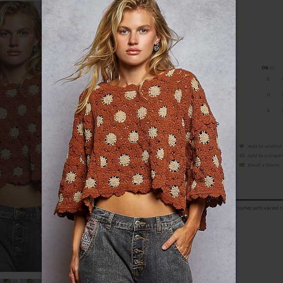 POL “ BARRETT 2 “ POL CHENILLE Crochet Knit Sweater Lightweight 44 - Picture 2 of 5